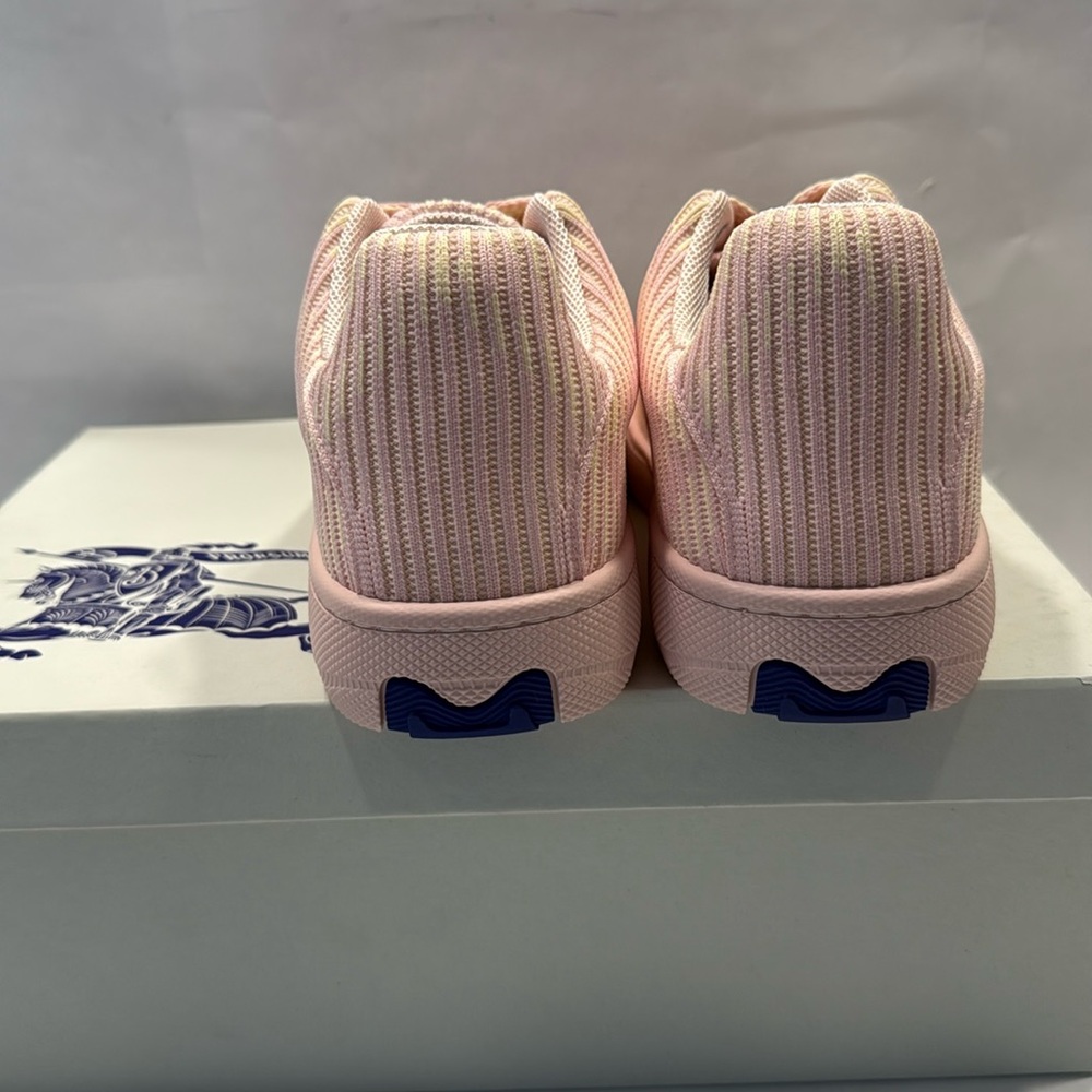 Burberry Knit Box Checked Low Top Sneaker Athletic Shoe Pink Crm EU 39 NIB $950 - Picture 12 of 16